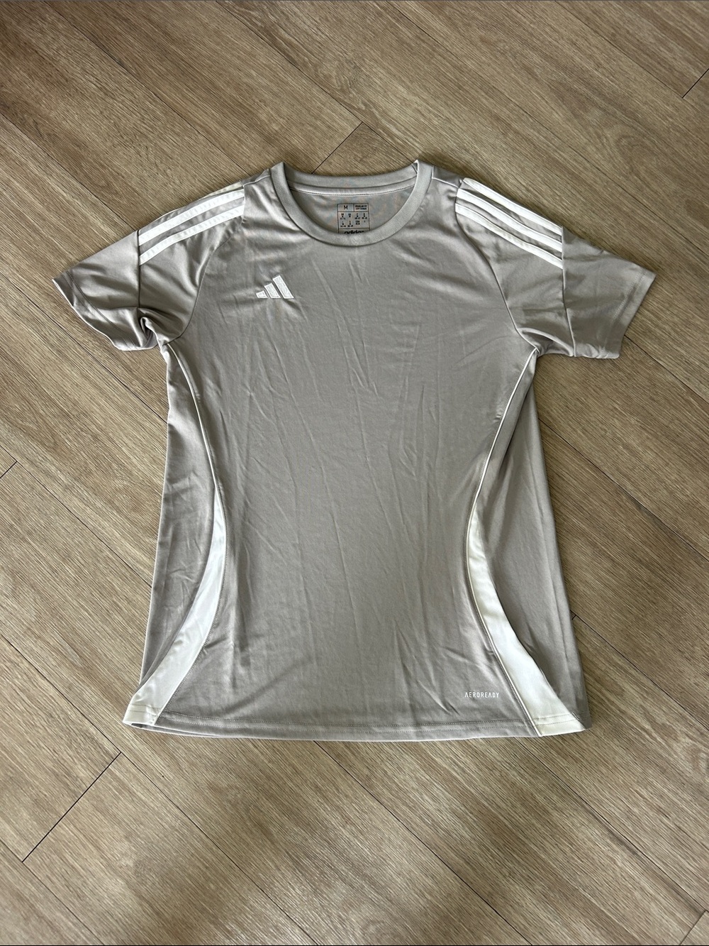 Adidas Aeroready moisture wicking Light Gray and White Athletic Jersey
